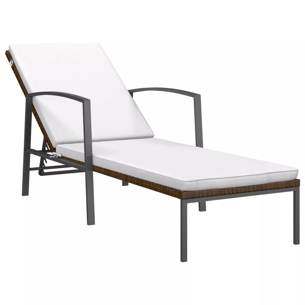vidaXL Sonnenliege mit Auflage Poly Rattan Braun