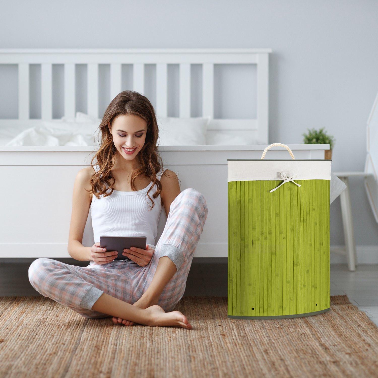 B2X Wäschekorb Ecke Bambus  