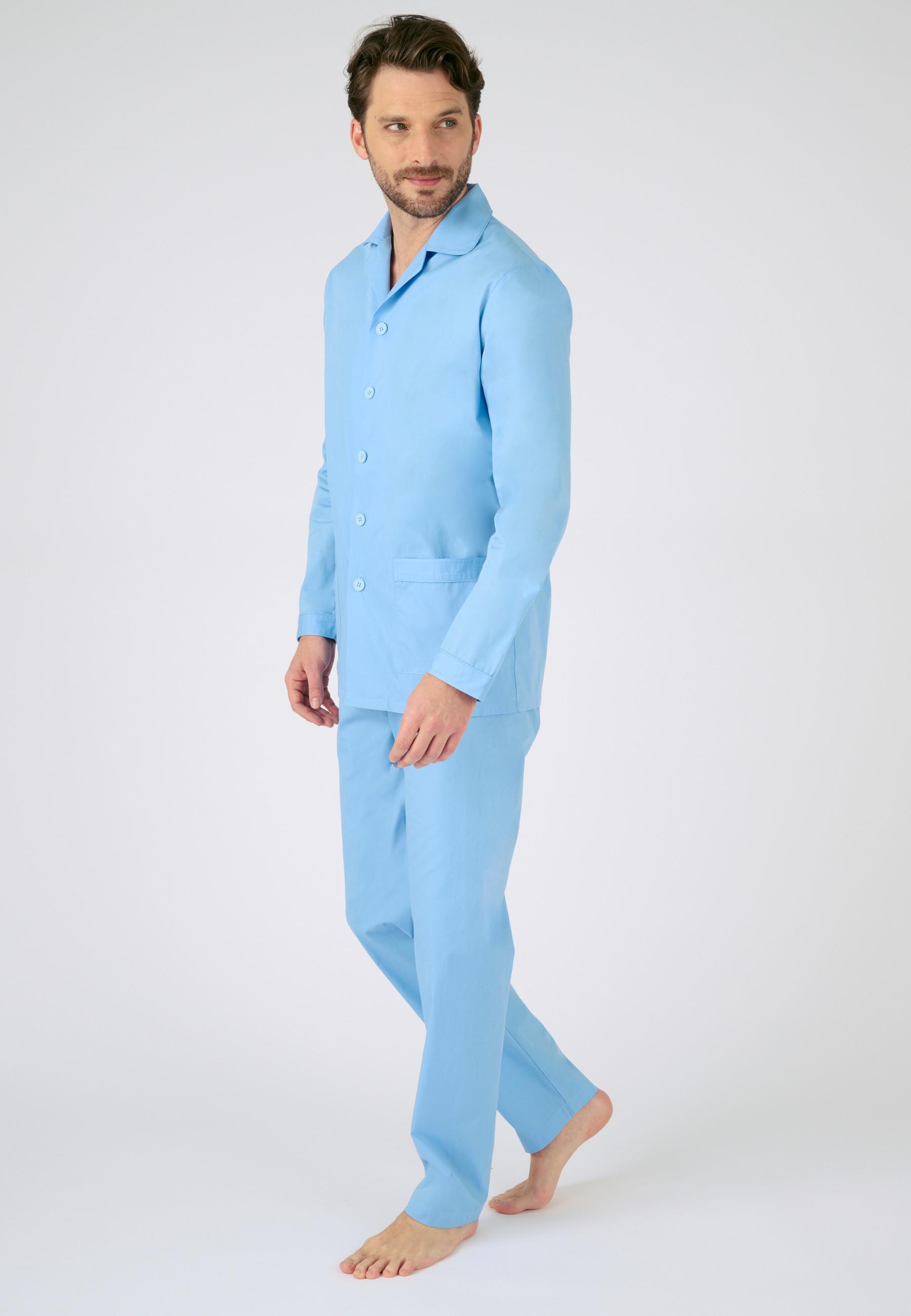 Image of Popeline-pyjama Aus Reiner Baumwolle. Unisex Blau L