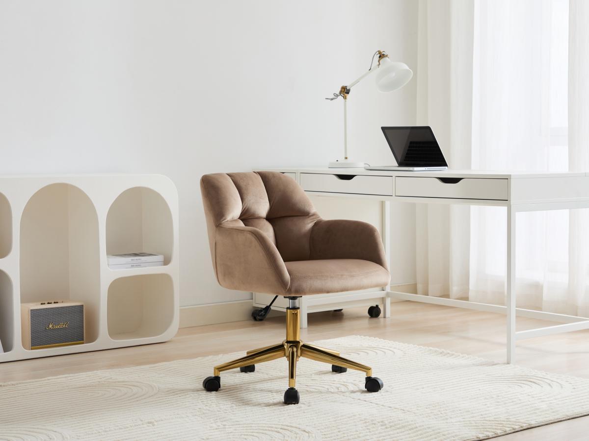 PASCAL MORABITO Chaise de bureau - Velours - Beige et doré - Hauteur réglable - PEGA de Pascal Morabito  