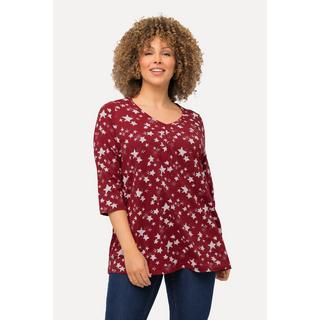 Ulla Popken  Weihnachts-Shirt, Sterne, V-Ausschnitt, 3/4-Arm 