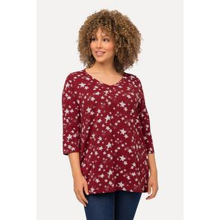 Ulla Popken  Weihnachts-Shirt, Sterne, V-Ausschnitt, 3/4-Arm 