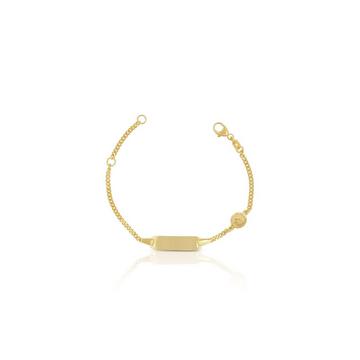 Bébé Bracelet Panzer Gelbgold 750, 14cm Gravurplatte 2cm Engeli 6mm