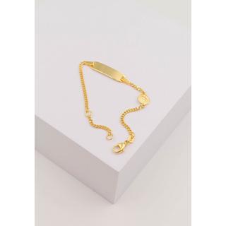 MUAU Schmuck  Bébé Bracelet Panzer Gelbgold 750, 14cm Gravurplatte 2cm Engeli 6mm 