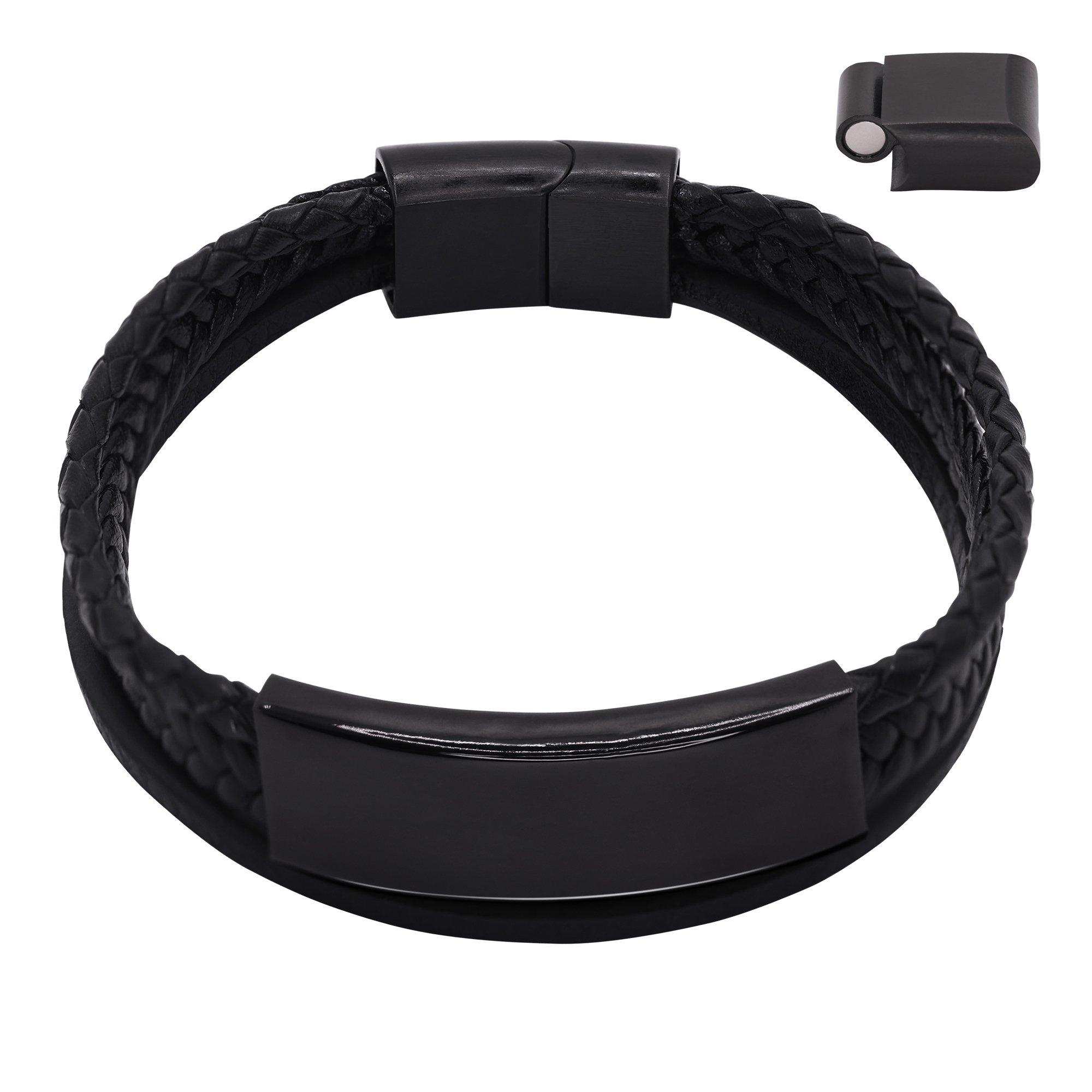 Image of Lederarmband Cosmo Damen Schwarz 19cm