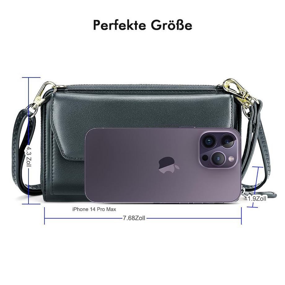 Only-bags.store Portafoglio Piccolo con Scomparti per Carte di Credito Tasca Telefono con Cerniera Due Cinghie  