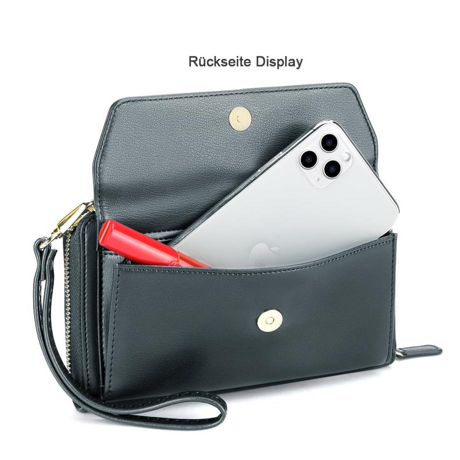 Only-bags.store Portafoglio Piccolo con Scomparti per Carte di Credito Tasca Telefono con Cerniera Due Cinghie  