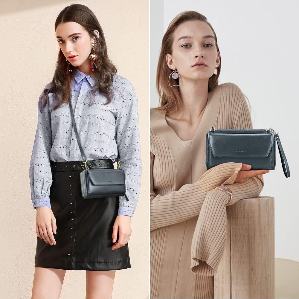 Only-bags.store Portafoglio Piccolo con Scomparti per Carte di Credito Tasca Telefono con Cerniera Due Cinghie  