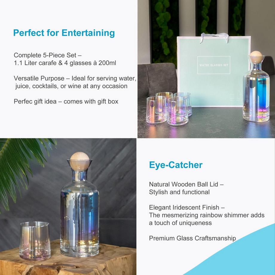 Intirilife Caraffa Con Set Da 4 Bicchieri  