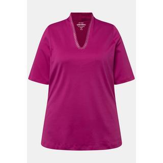 Ulla Popken  T-Shirt, Pima Cotton, A-Linie, Kelchkragen, Halbarm 