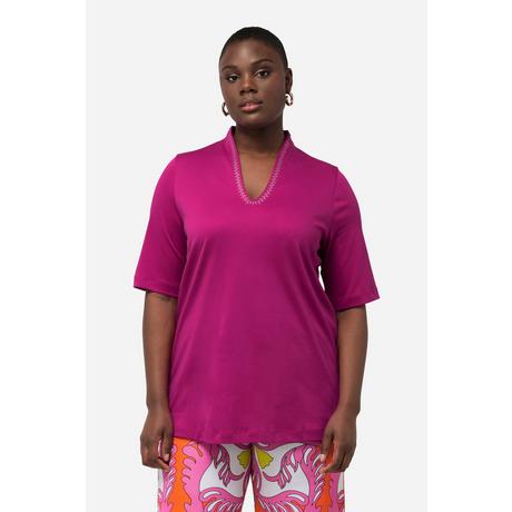 Ulla Popken  T-Shirt, Pima Cotton, A-Linie, Kelchkragen, Halbarm 