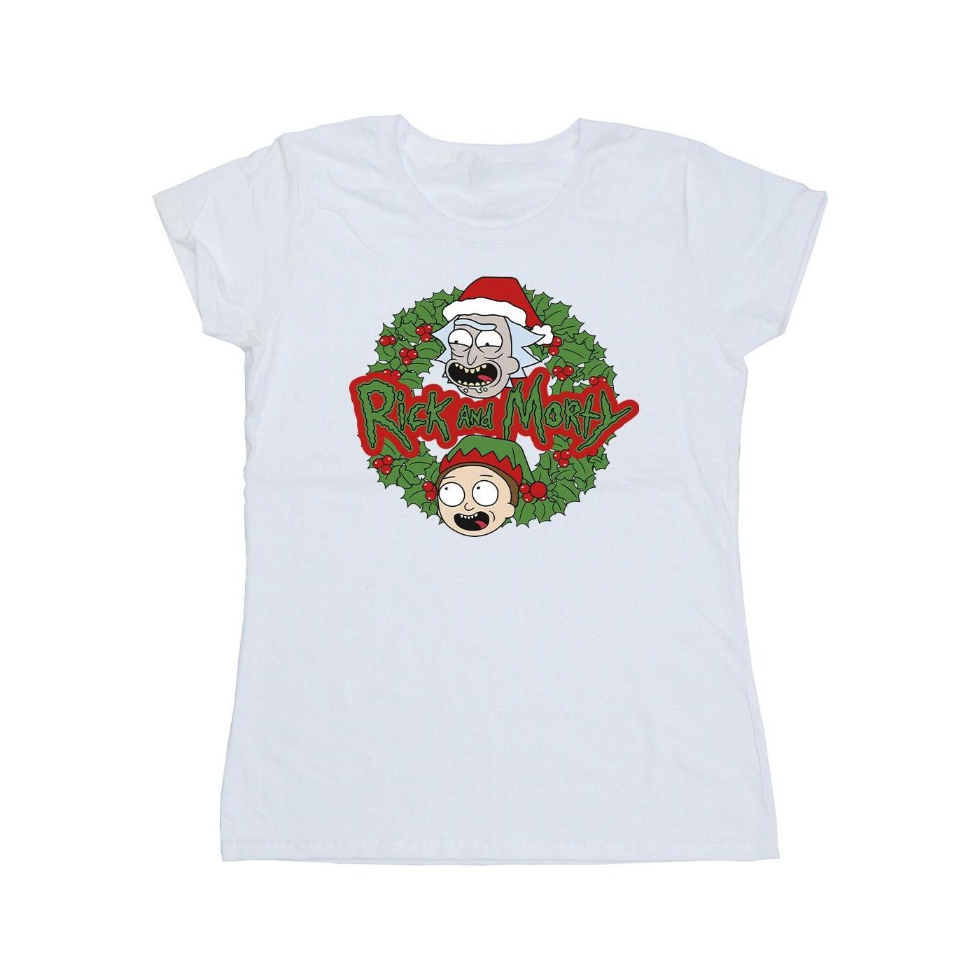 Image of Christmas Wreath Tshirt Damen Weiss L