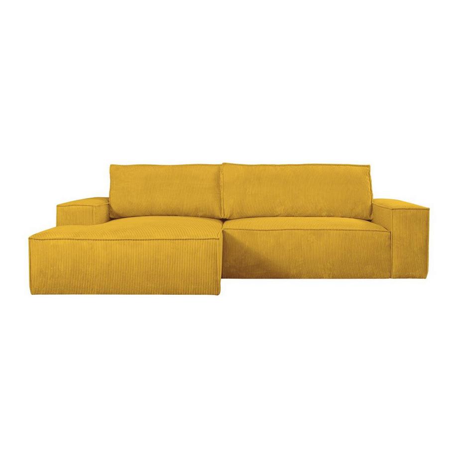 Vente-unique Canapé d'angle gauche convertible en velours côtelé jaune AMELIA  