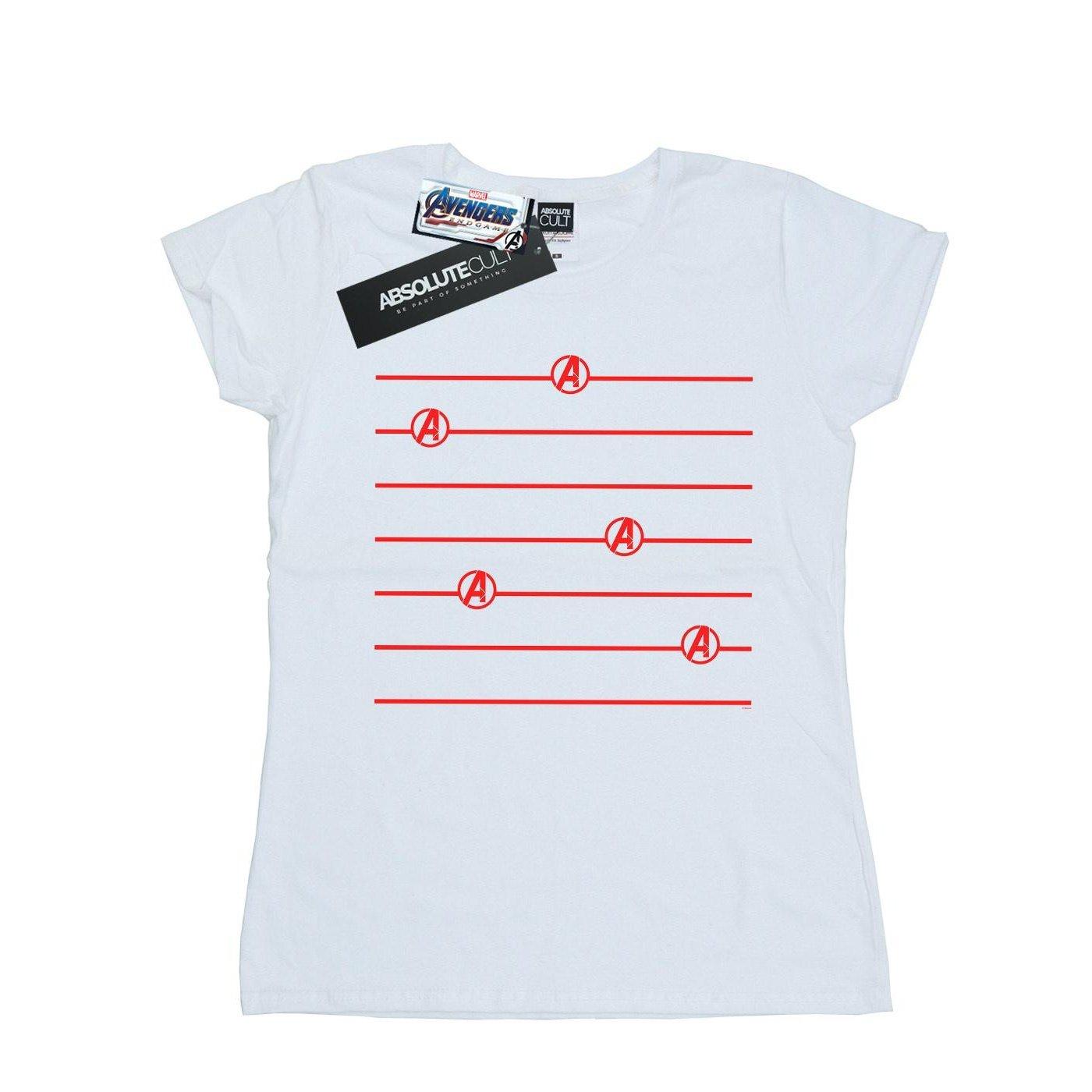 Image of Avengers Endgame Logo Stripes Tshirt Damen Weiss XXL
