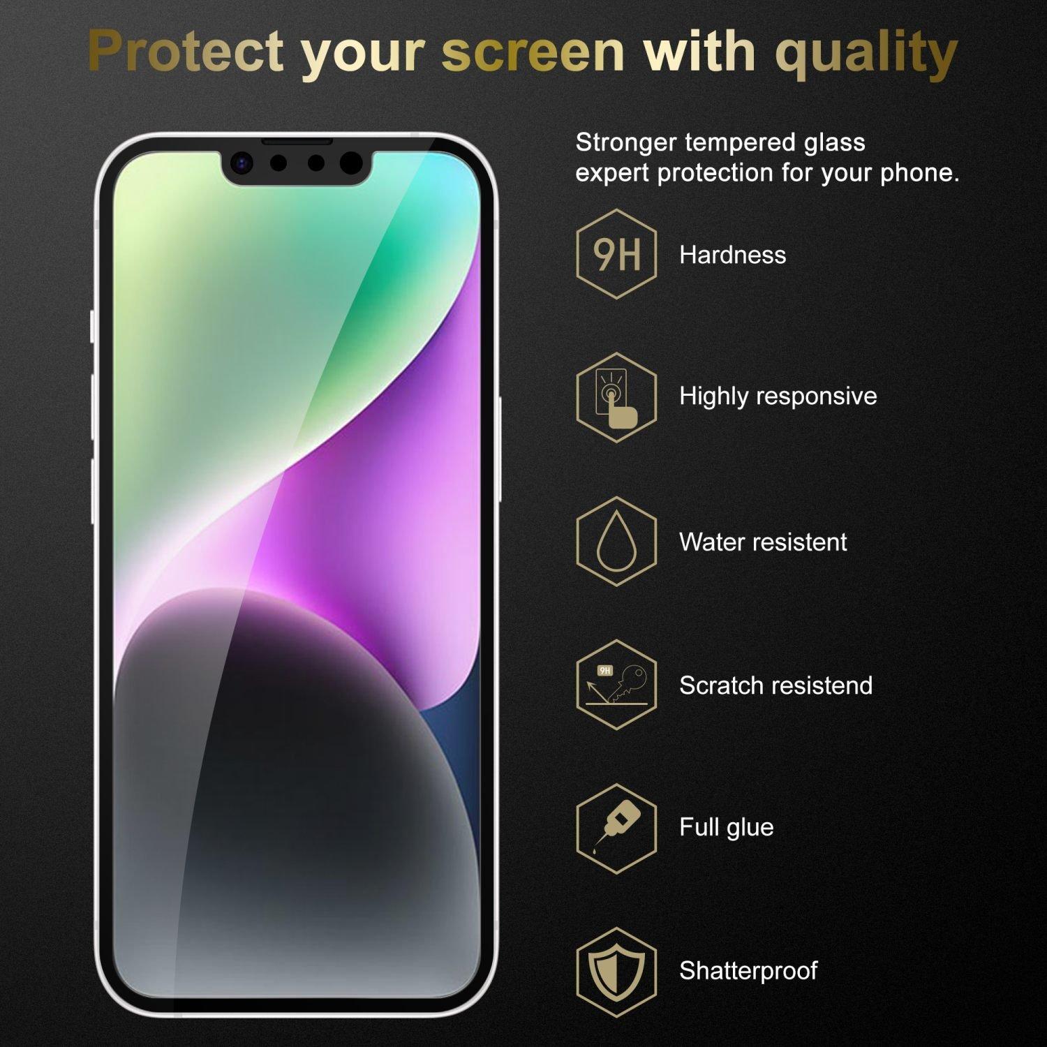 Cadorabo  Plein écran Film de protection compatible avec Apple iPhone 14 - Verre de protection d'écran durci (Tempered) d'une dureté de 9H avec 3D Touch 