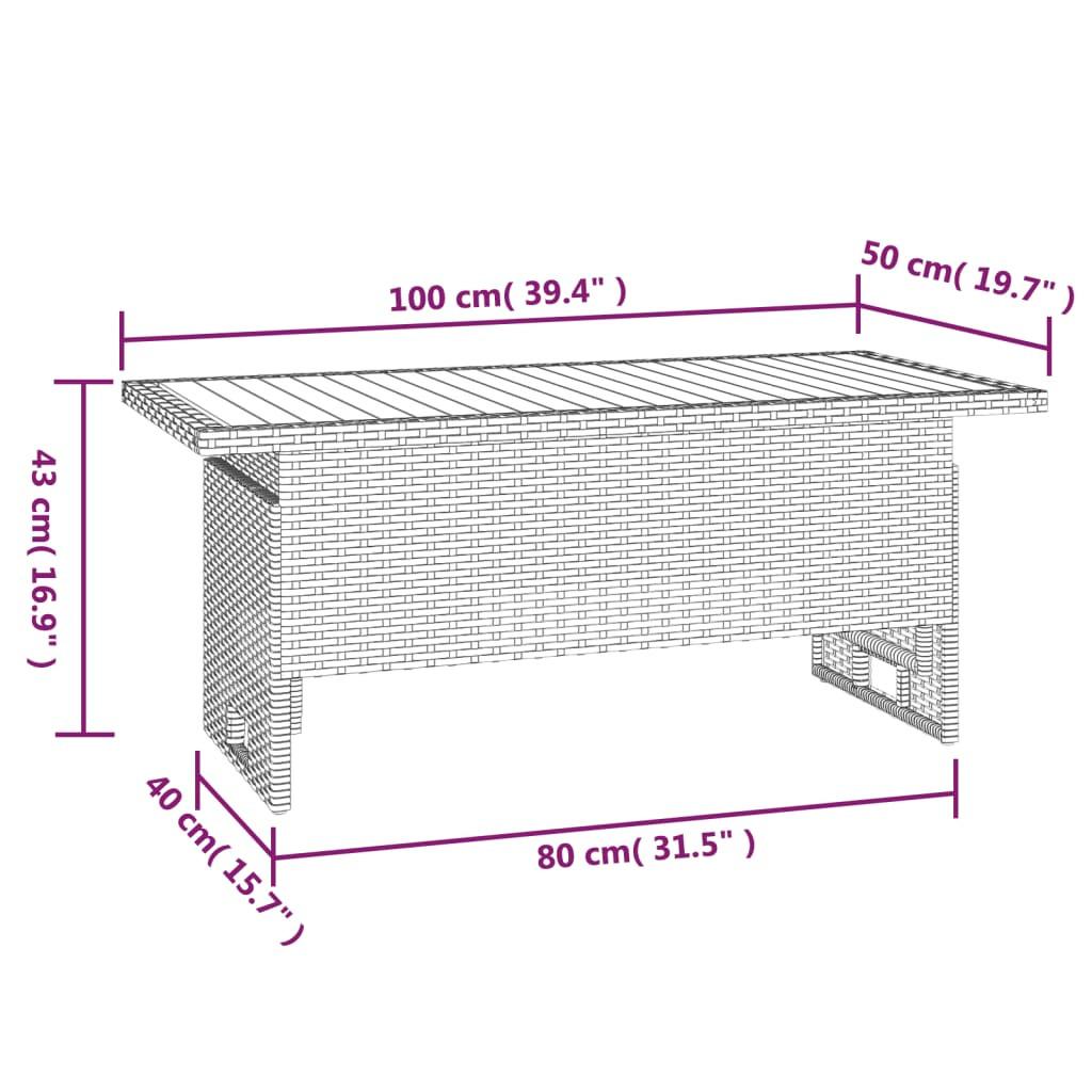 VidaXL Table de jardin rotin synthétique  