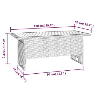 VidaXL Table de jardin rotin synthétique  