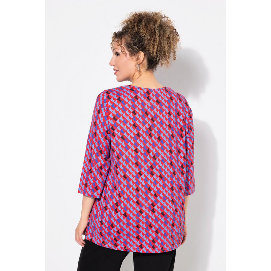 Ulla Popken Bedrucktes A-Linien Rundhals 3/4-Arm Shirt  