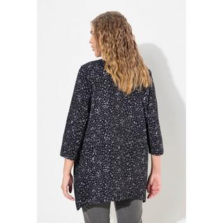 Ulla Popken  Maglia dal taglio svasato con stelle leopardate, scollo a V e maniche a 3/4 