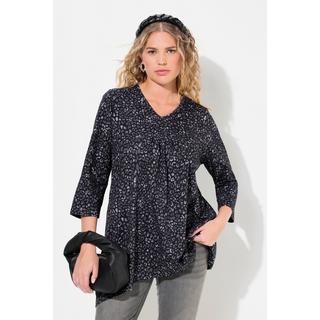 Ulla Popken  Shirt, Leo-Sterne, A-Linie, V-Ausschnitt, 3/4-Arm 