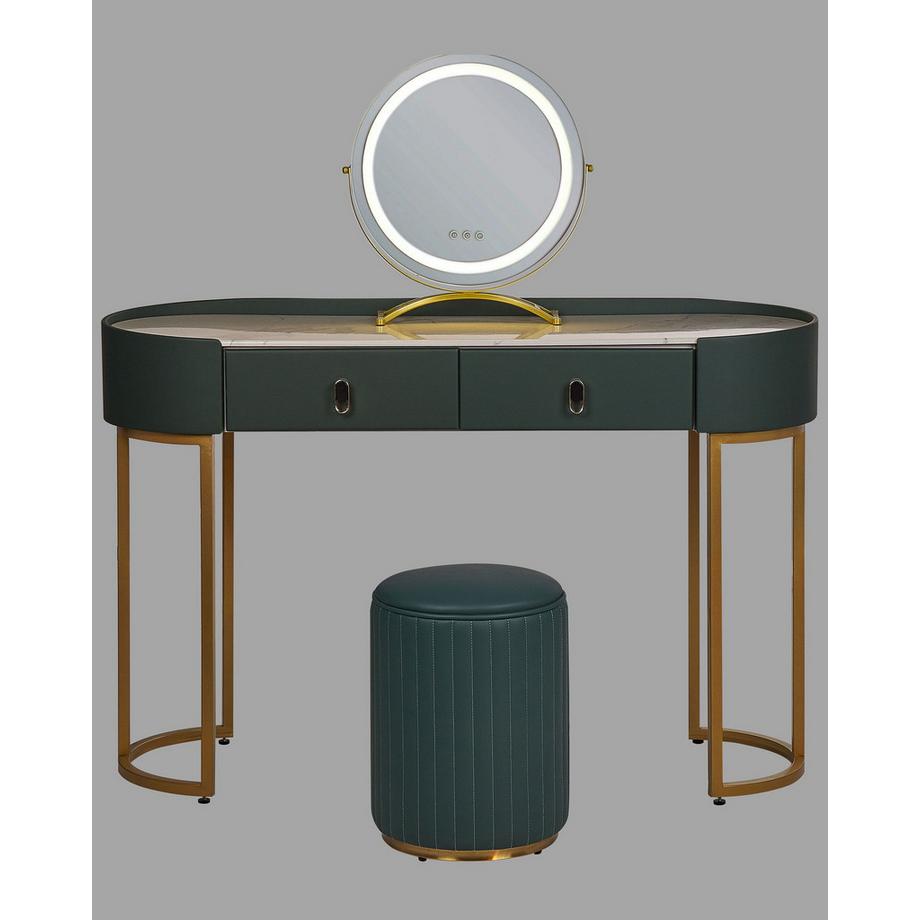 Beliani  Schminktisch mit Spiegel und Hocker aus MDF-Platte Glamourös VINAX 