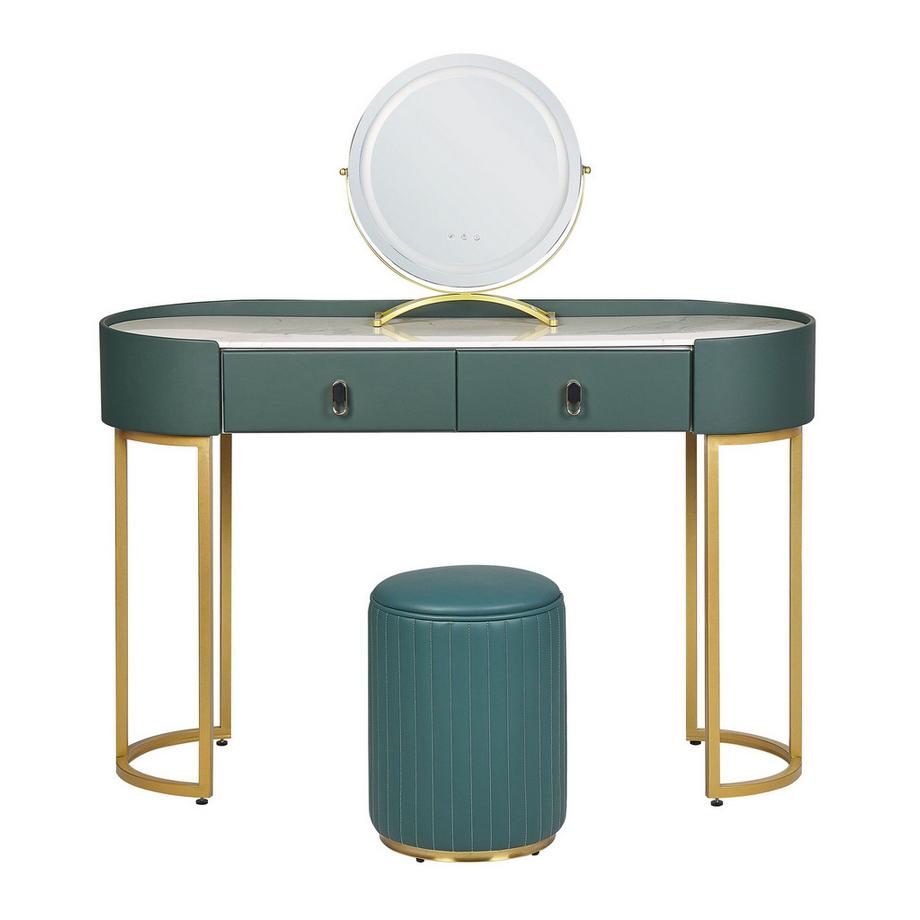 Beliani  Schminktisch mit Spiegel und Hocker aus MDF-Platte Glamourös VINAX 