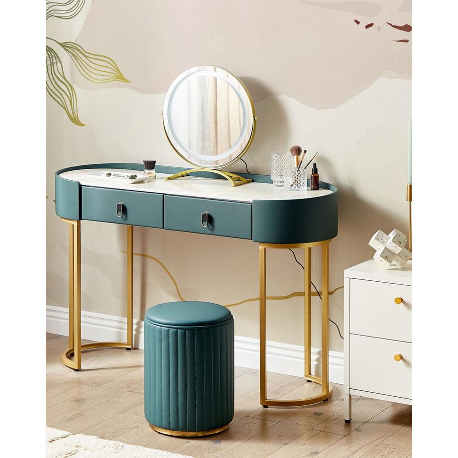 Beliani  Schminktisch mit Spiegel und Hocker aus MDF-Platte Glamourös VINAX 