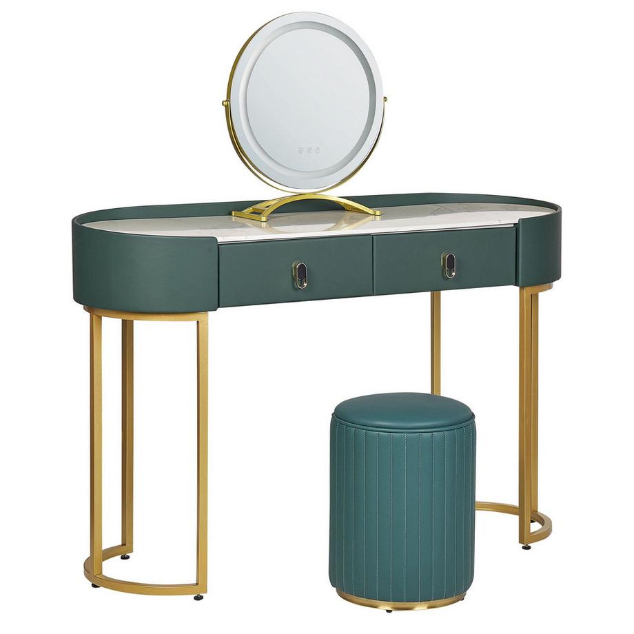 Beliani  Schminktisch mit Spiegel und Hocker aus MDF-Platte Glamourös VINAX 