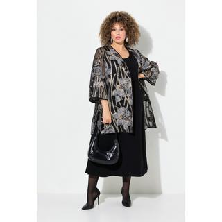 Ulla Popken Giacca Aperta Pizzo Scollo V Maniche 3/4  