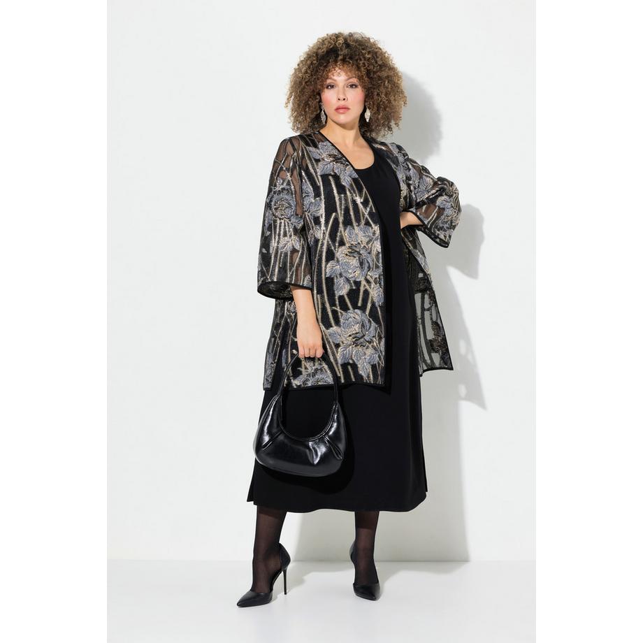 Ulla Popken Veste Ouverte Dentelle Col V Manches 3/4  