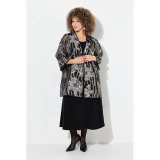 Ulla Popken Giacca Aperta Pizzo Scollo V Maniche 3/4  