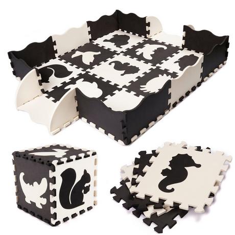 Gameloot  Tapis en mousse/parc pour enfants 25 pièces - Noir/Blanc 