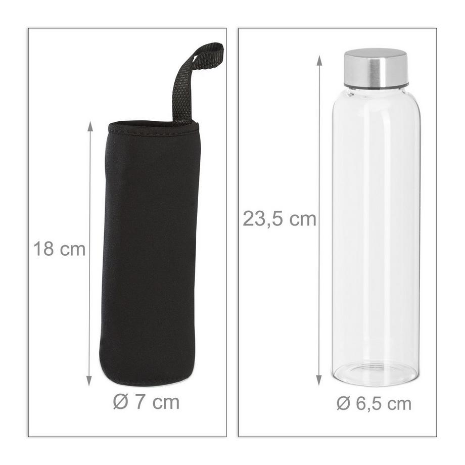 B2X  Getränkeflasche Glas 500 ml 6er Set 