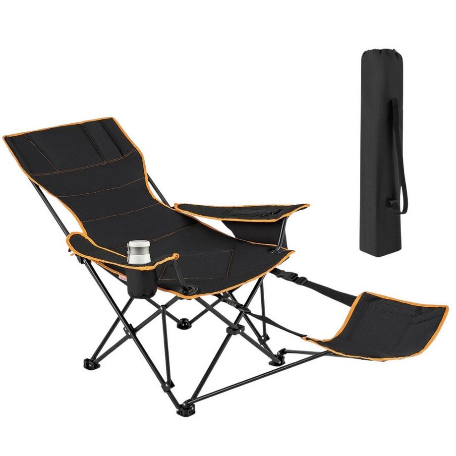 B2X  Campingstuhl mit Abnehmbarer Fußablage & Getränkehalter & Kühltasche Klappbarer Angelstuhl 
