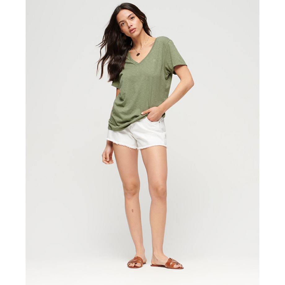 Superdry Besticktes Geflammtes V-Ausschnitt T-Shirt  