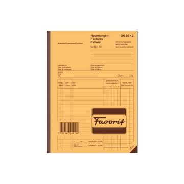 FAVORIT Rechnungen D/F/I A5 8211 OK blau/weiss 50x2 Blatt