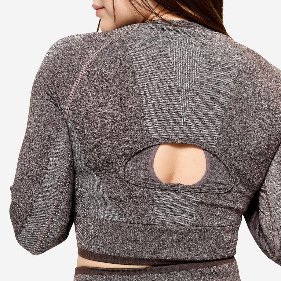 DOMYOS  Langarmshirt  Crop Fit Fitness cardio Polyamid 