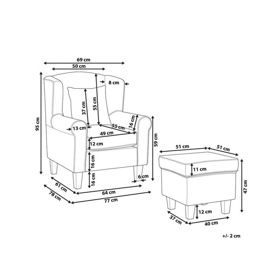 Beliani Ohrensessel aus Stoff Retro HAMAR  