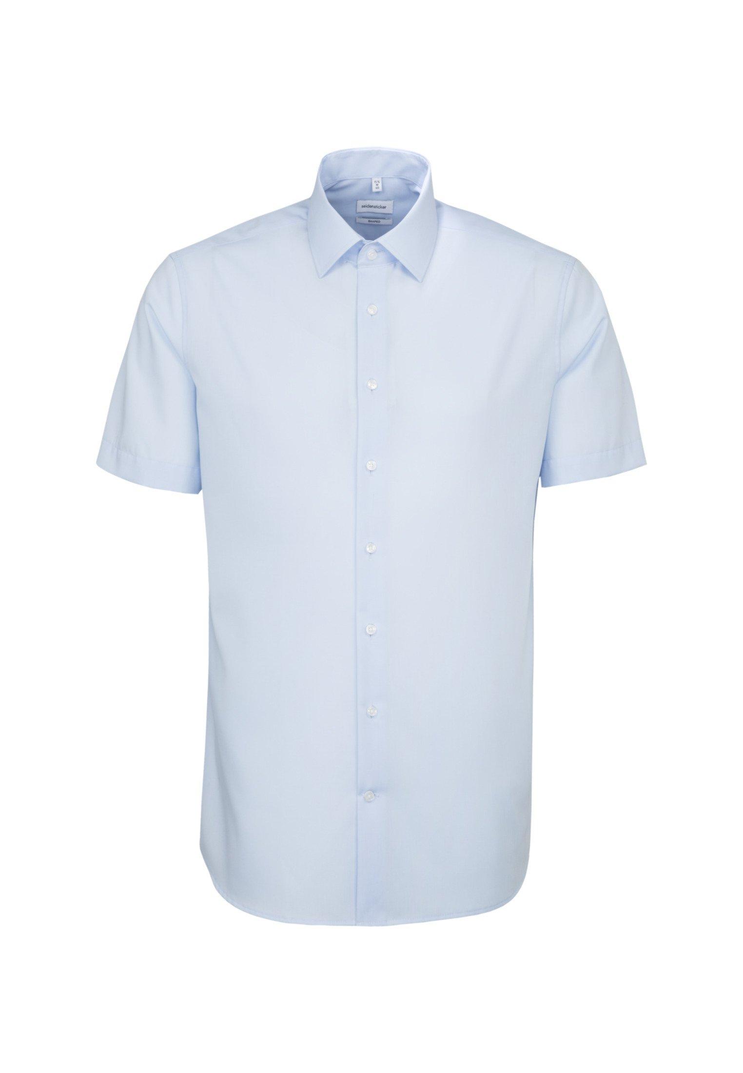 Image of Business Hemd Shaped Fit Kurzarm Uni Herren Blau 40