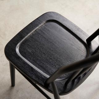 Tikamoon Set di 2 sedie a listelli in acacia massello nero Leonor  