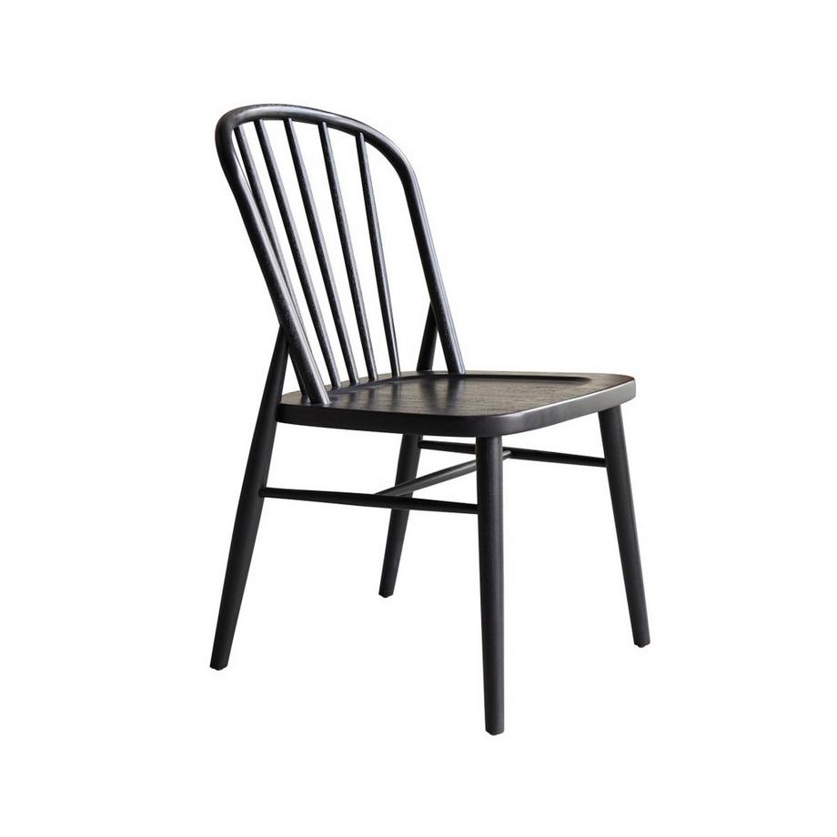 Set di 2 sedie a listelli in acacia massello nero Leonor