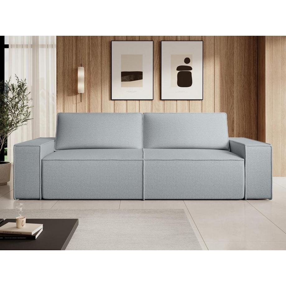 Vente-unique Canapé 4 places convertible en tissu texturé gris AMELIA  