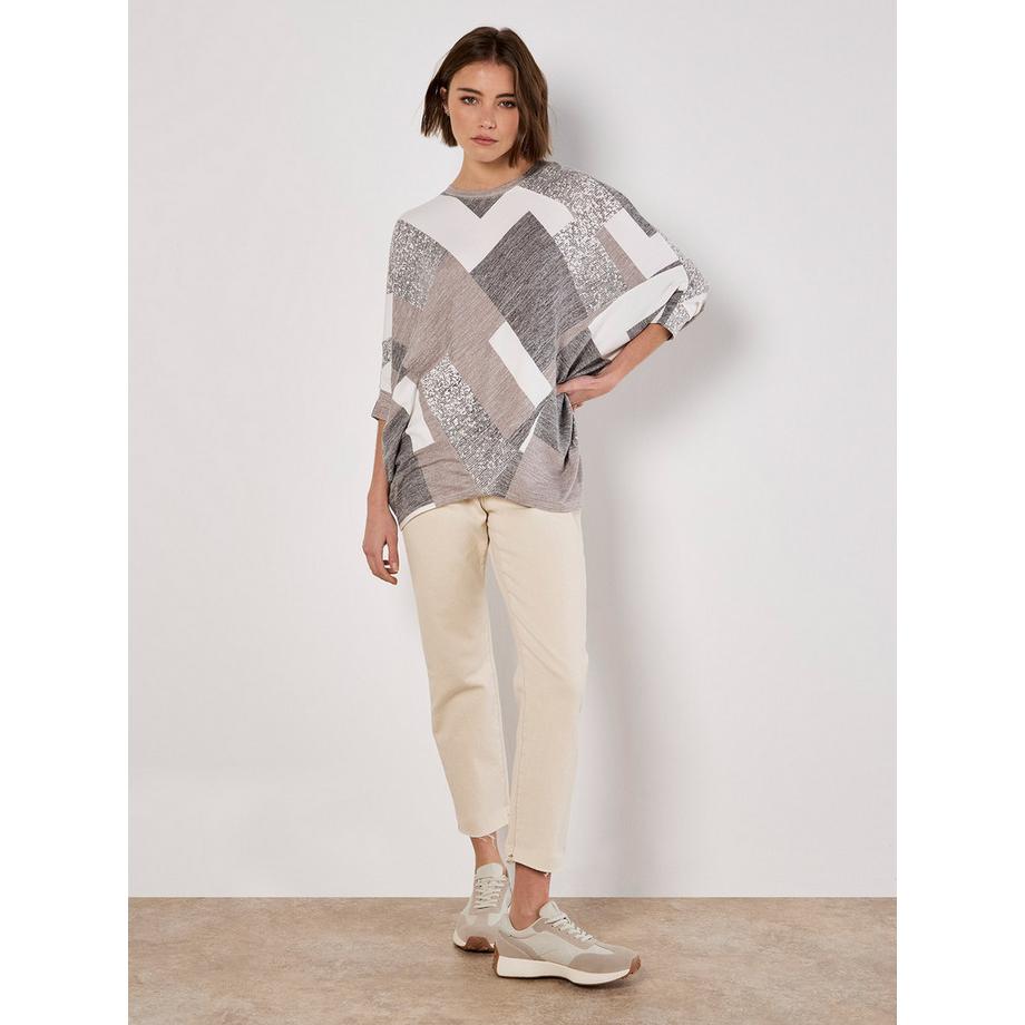 APRICOT Top in jersey a maniche a pipistrello geometrico  