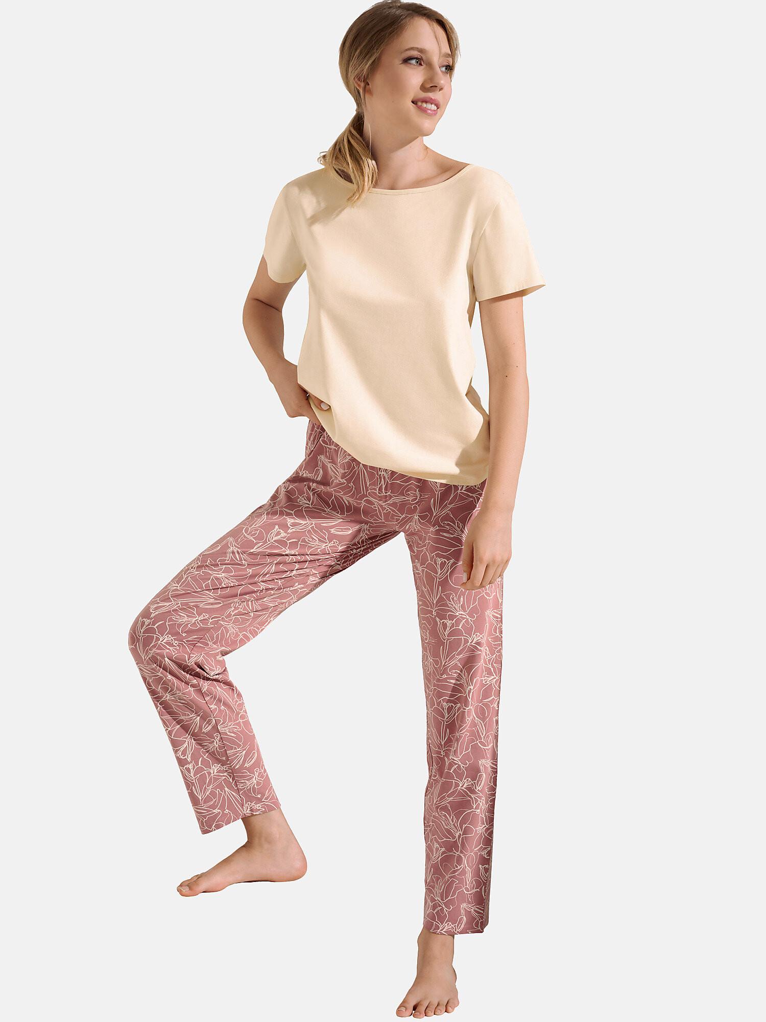 Image of Pyjama Hose T-shirt Kurzarm Nina Unisex Light Beige S