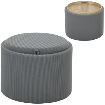 Tabouret avec espace de rangement, tabouret avec couvercle, repose-pieds rond, tabouret rembourré, table basse aspect cordon, 56 x 56 x 42 cm, gris Aosom