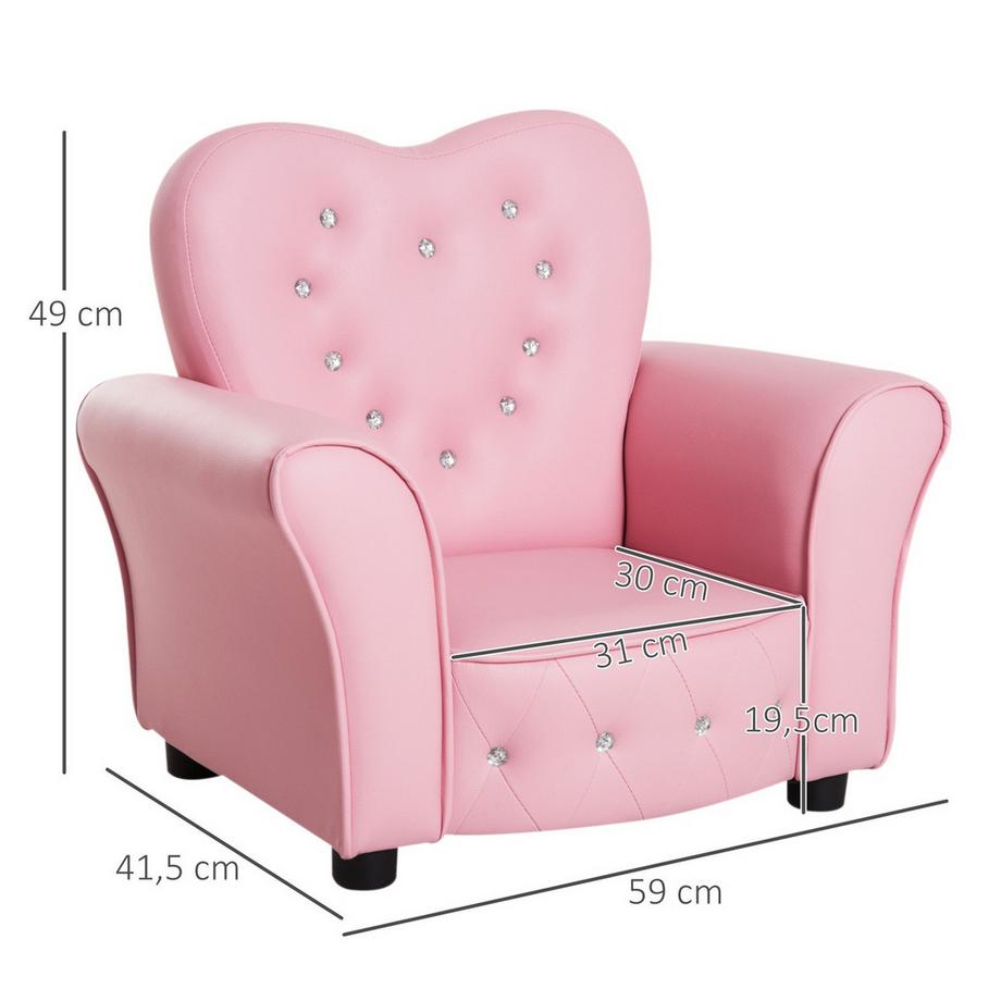 Northio Kindersofa Prinzessin Herzförmiger Kindersessel In Rosa, Gemütliches Kinderzimmer Sofa, L59Xb41,5Xh49Cm  