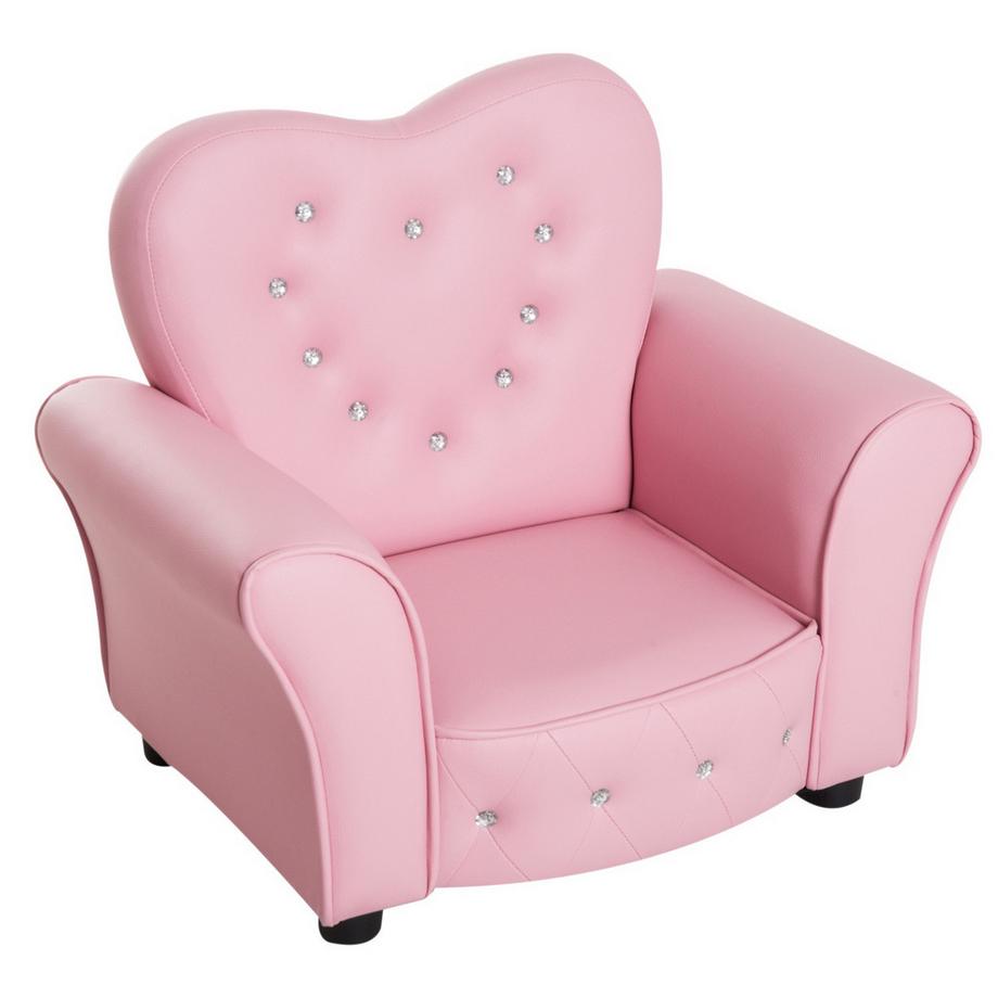 Kindersofa Prinzessin Herzförmiger Kindersessel In Rosa, Gemütliches Kinderzimmer Sofa, L59Xb41,5Xh49Cm