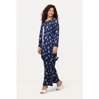 Ulla Popken Giacca di jersey fiori minimalisti scollo rotondo abbottonatura maniche lunghe  