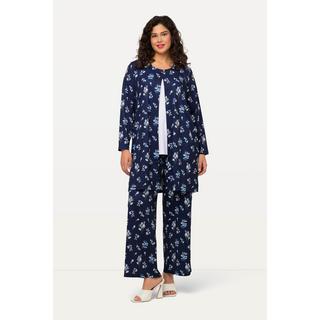 Ulla Popken Giacca di jersey fiori minimalisti scollo rotondo abbottonatura maniche lunghe  