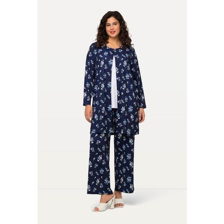 Ulla Popken Giacca di jersey fiori minimalisti scollo rotondo abbottonatura maniche lunghe  